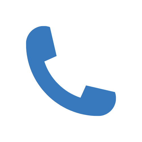 Icon of a blue telephone receiver with a curved cord.