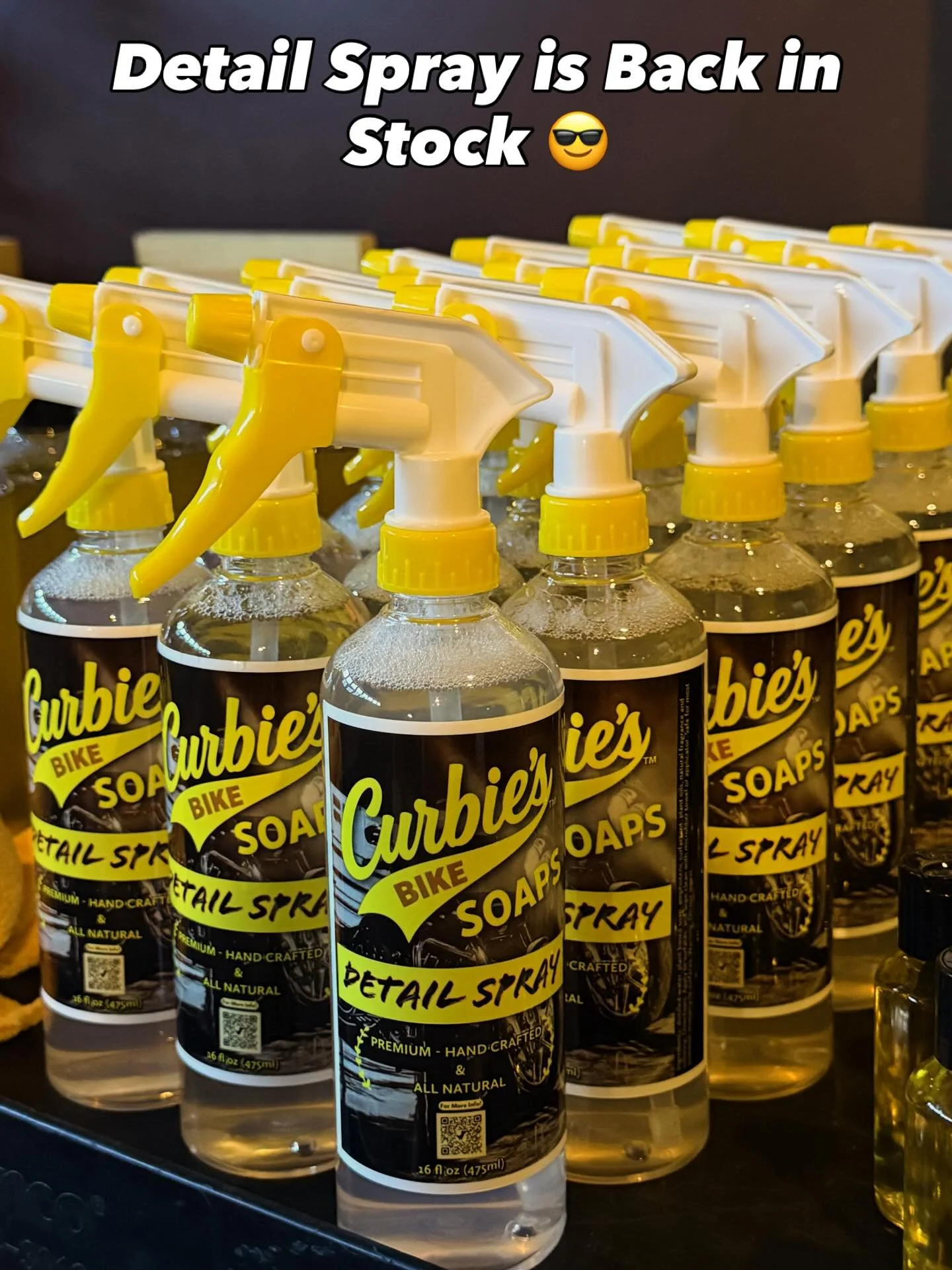 Demand is high, but we're working hard to keep up. Our all-natural Detail Spray takes care of the tough stuff 💪. Suitable for all surfaces, including your hands. #naturalsoap #motorcycle #allnatural