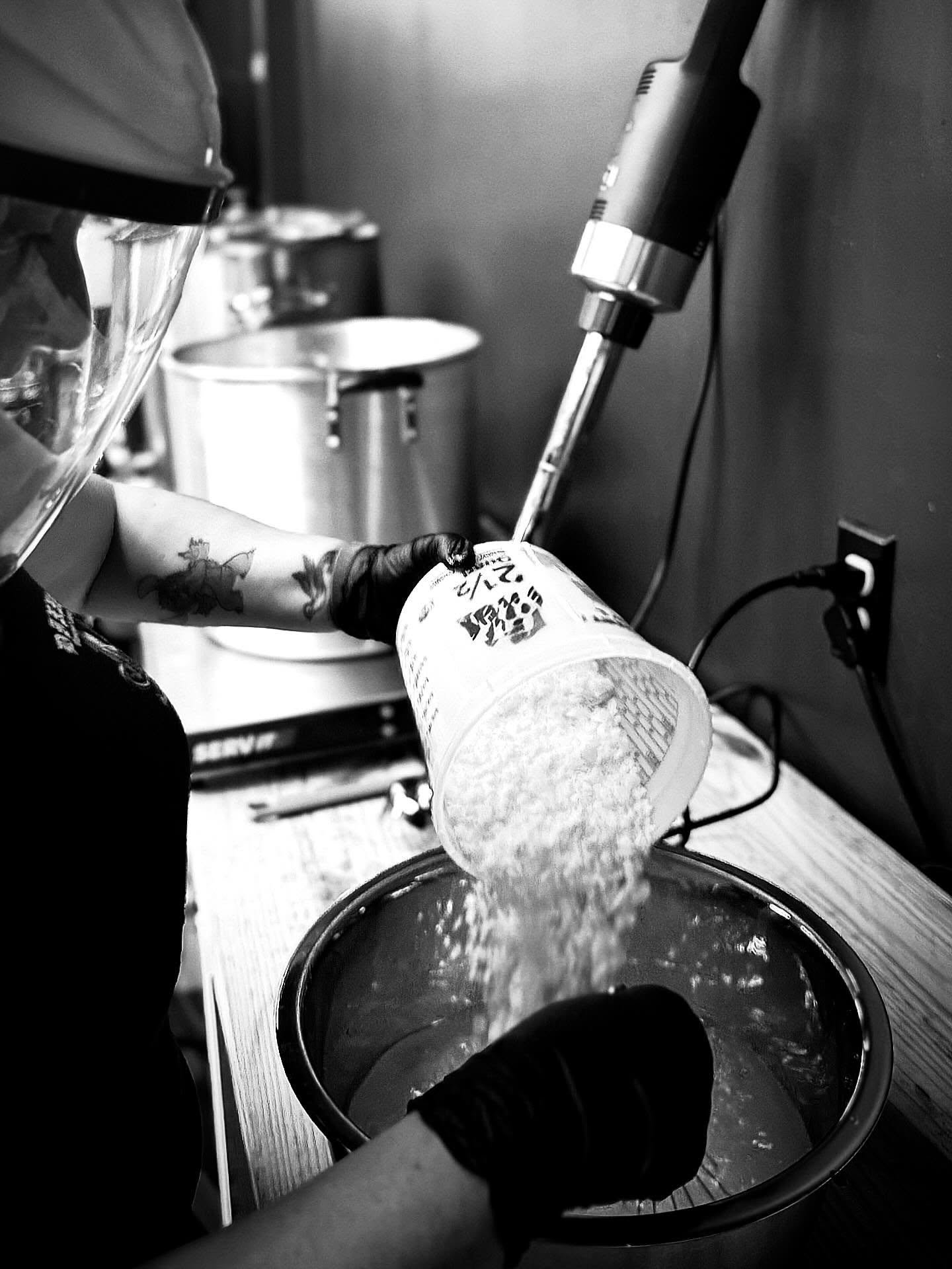 At our workshop, we create all our products from raw ingredients. From crafting our own soap base to distilling our own water, we ensure a personal touch and safety in every item. You can trust our products are carcinogen-free, chemical-free, and all