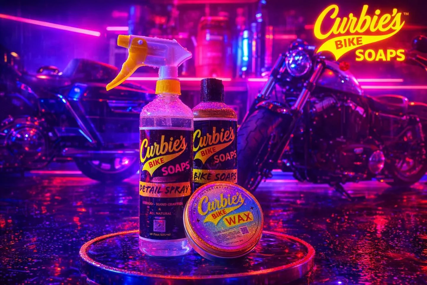 🔥 Ride Clean, Shine Bold!
Your bike deserves the spotlight &mdash; and Curbie&rsquo;s Bike Soaps deliver that head-turning glow. Whether it&rsquo;s the Detail Spray, Bike Soap, or Wax, each product is crafted to keep your ride looking fierce under a