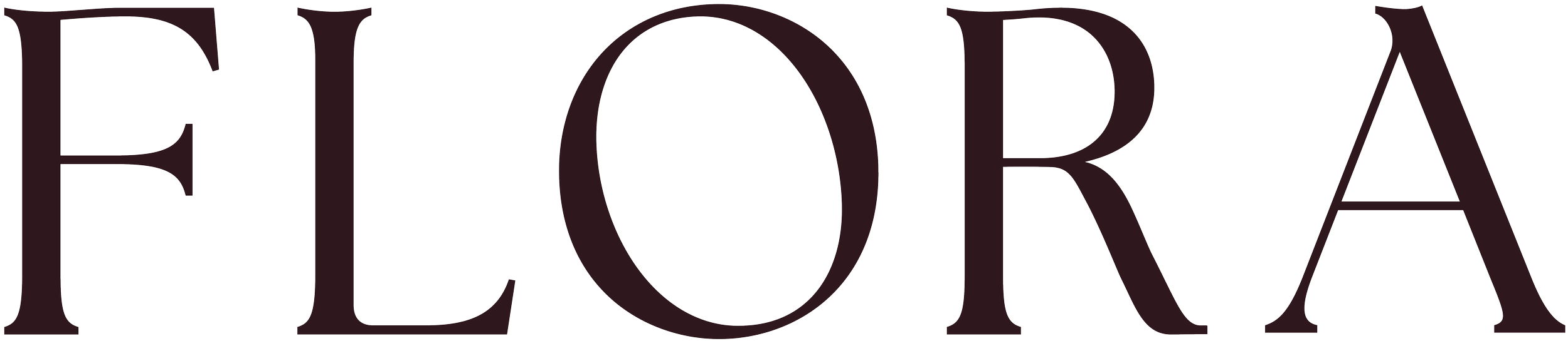 Large Black text spelling 'FLORA' in stylized font.