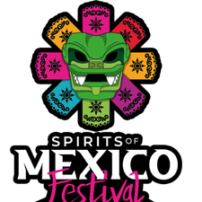Logo for the Spirits of Mexico Festival featuring a colorful stylized Lucha Libre mask with decorative patterns and the festival name.