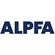 ALPFA logo with dark blue text on a white background