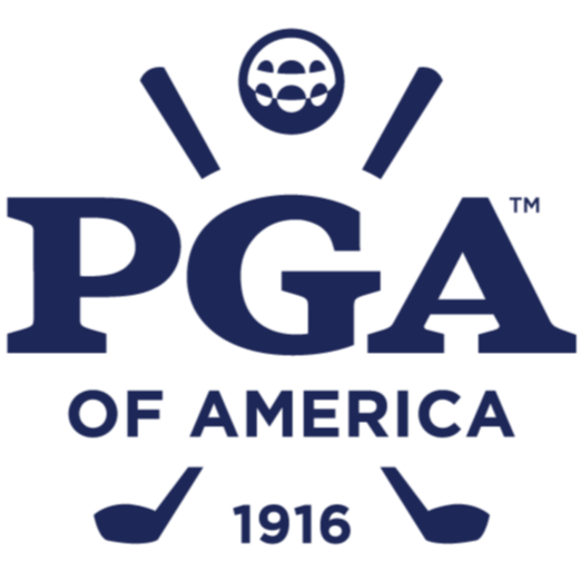 Logo of the PGA of America featuring a golf ball, two crossed golf clubs, and the year 1916.