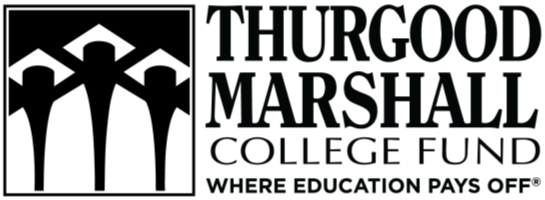 Logo of Thurgood Marshall College Fund with three stylized figures and text.