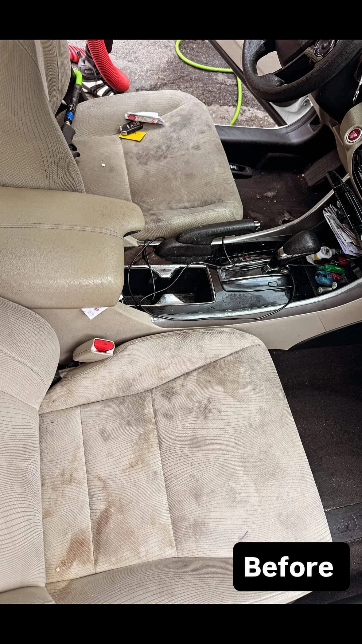 Before and after car detailing