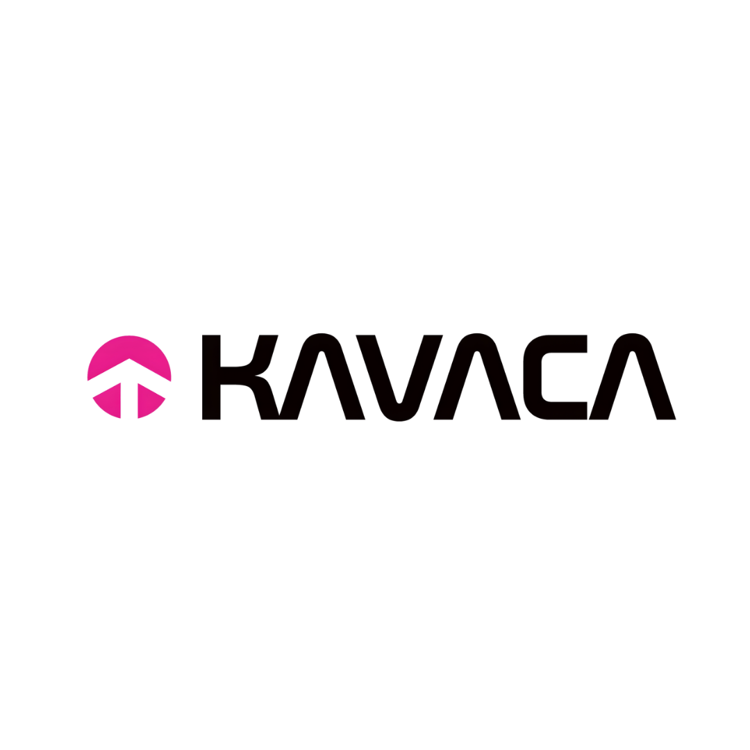 Kavaso logo with a pink circle and white arrow symbol