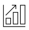 Line graph with three ascending bars and an upward trending arrow