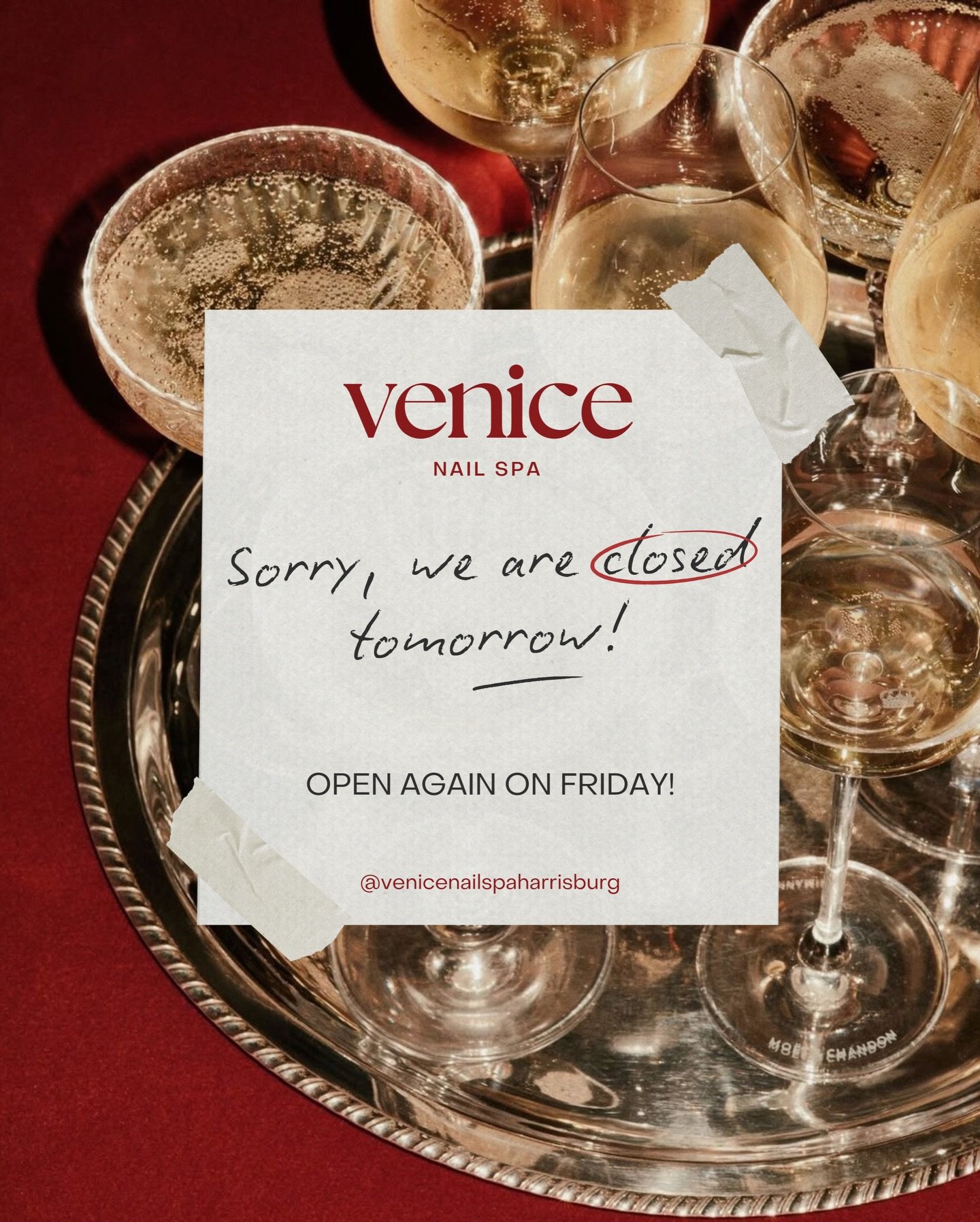 Cheers to the New Year! 🥂
We close at 4 PM today and will be closed tomorrow for New Year&rsquo;s Day.
Make sure to book your appointment for the New Year.
Thanks for an amazing year. See you in the New Year! ✨

Come check us out! Walk-ins &amp; app