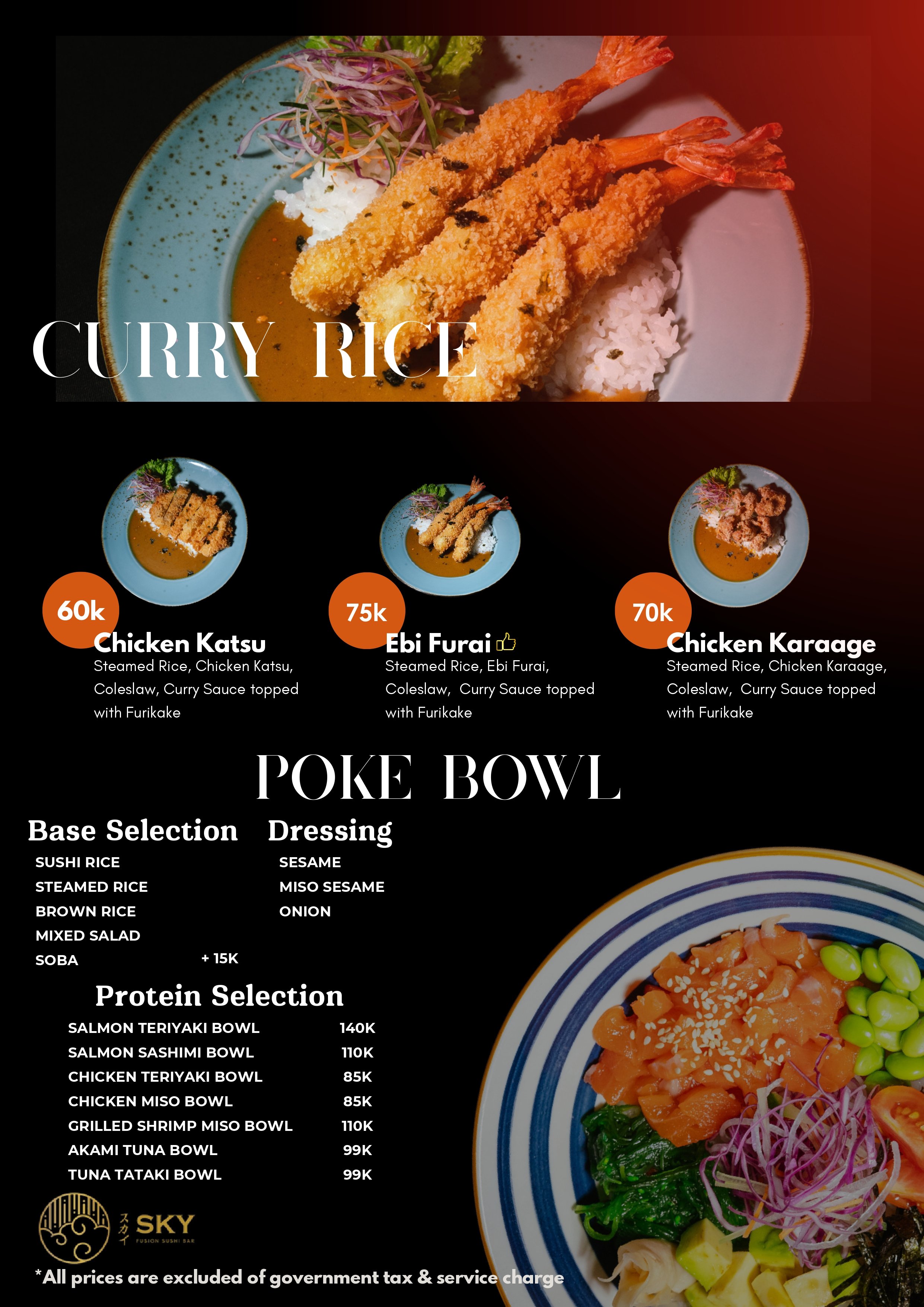 Sky Sushi Menu - Page 5, Curry Rice & Poke Bowl