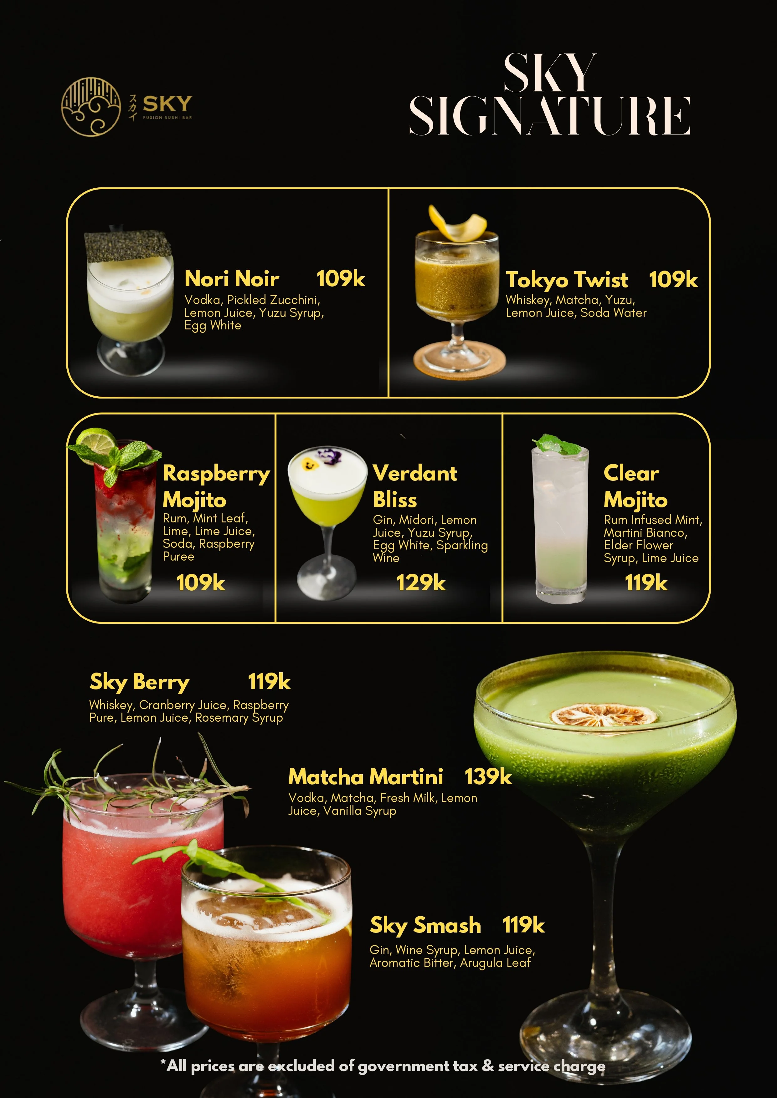 Sky Sushi Menu - Page 15, Sky Signature Cocktails