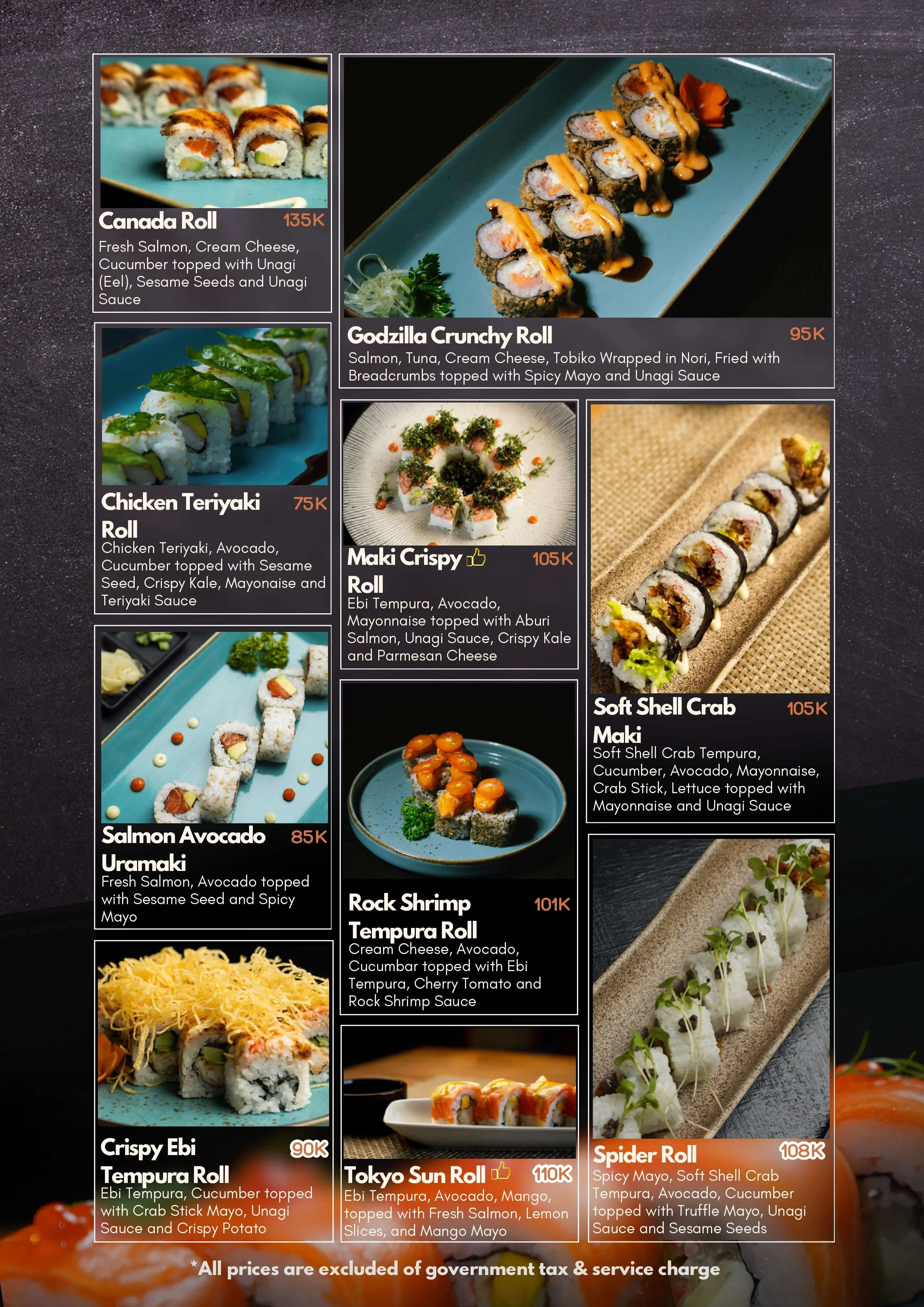Sky Sushi Menu - Page 12, Fusion Sushi Roll
