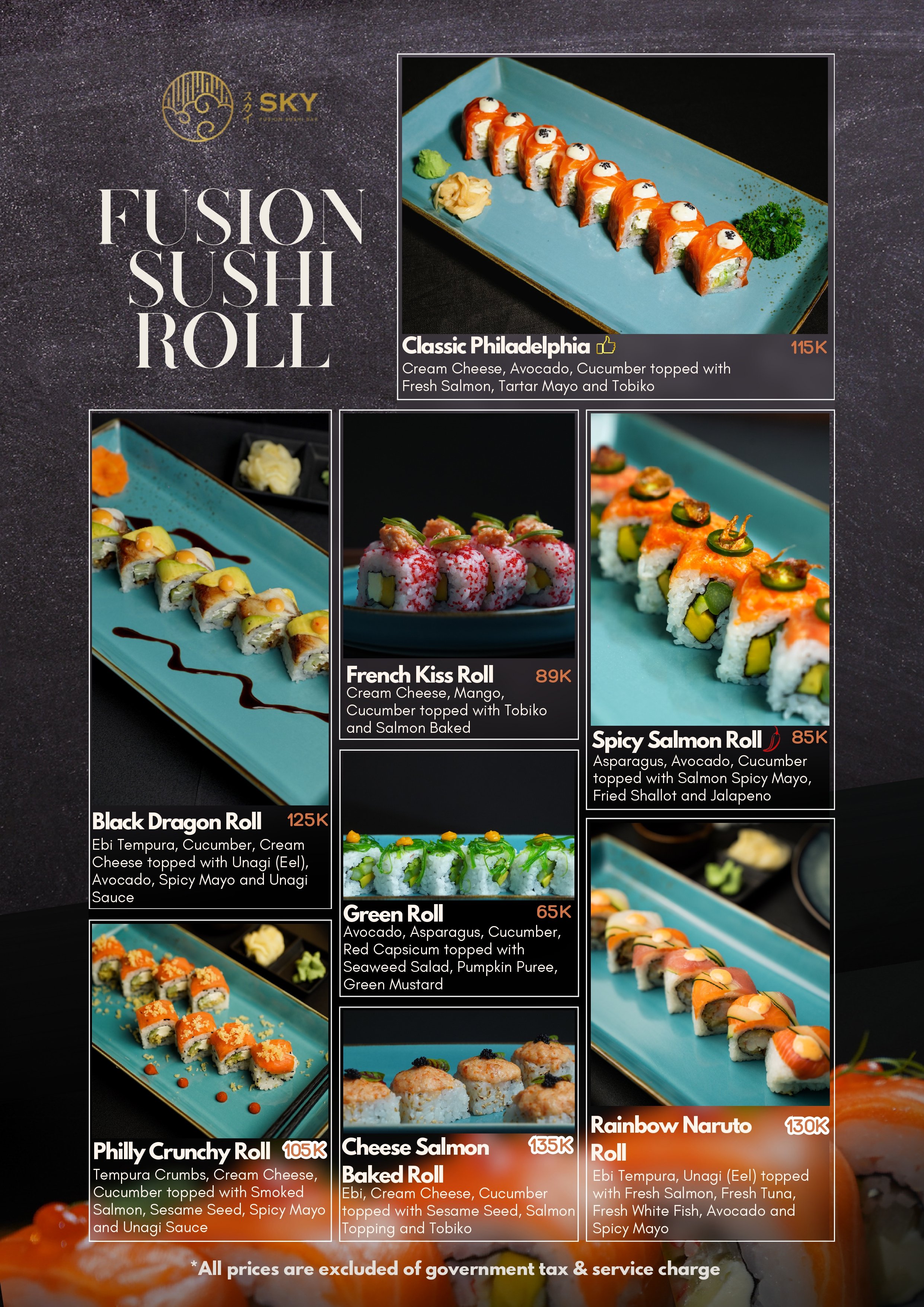 Sky Sushi Menu - Page 10, Fusion Sushi Roll