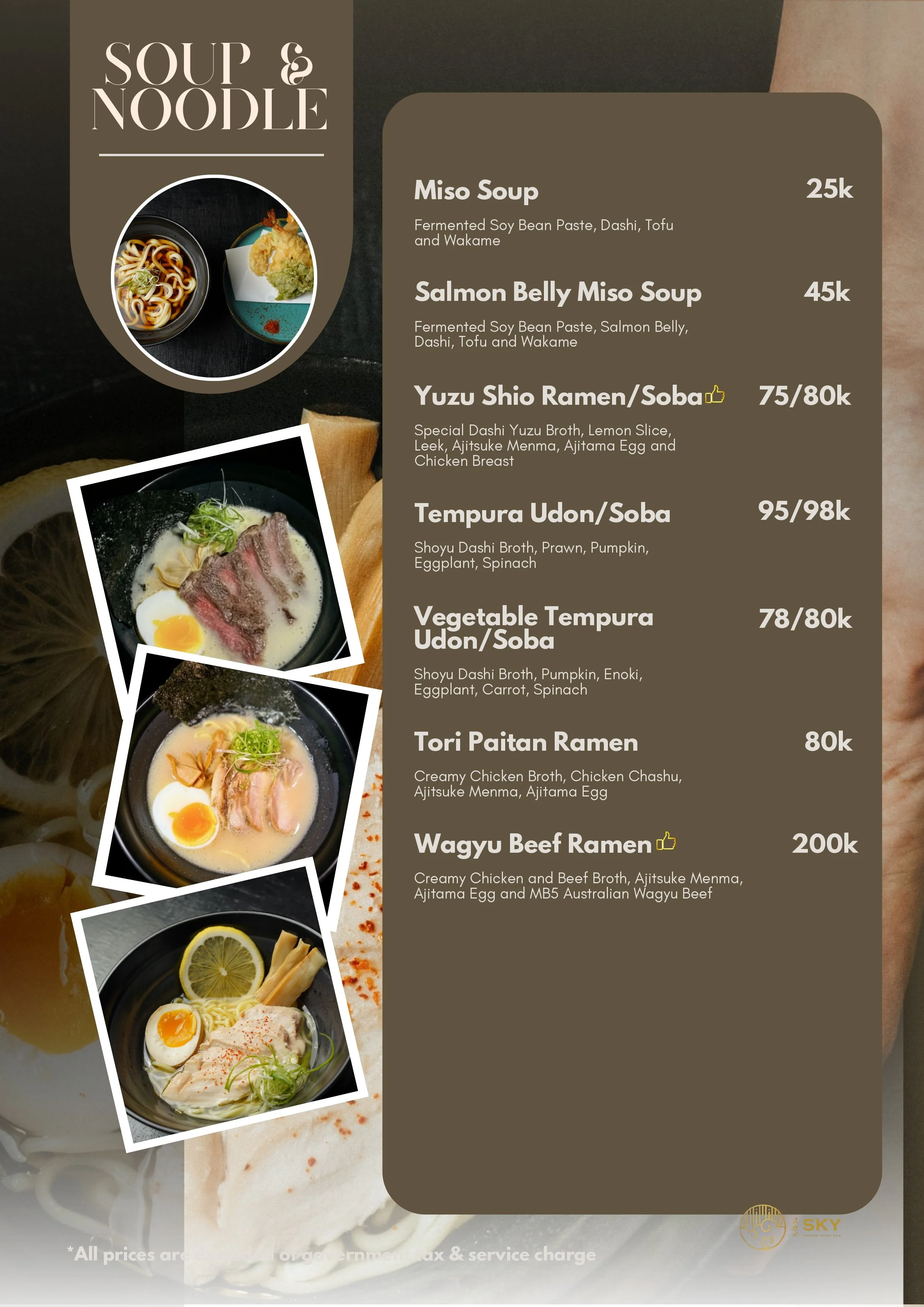 Sky Sushi Menu - Page 4, Soup & Noodle