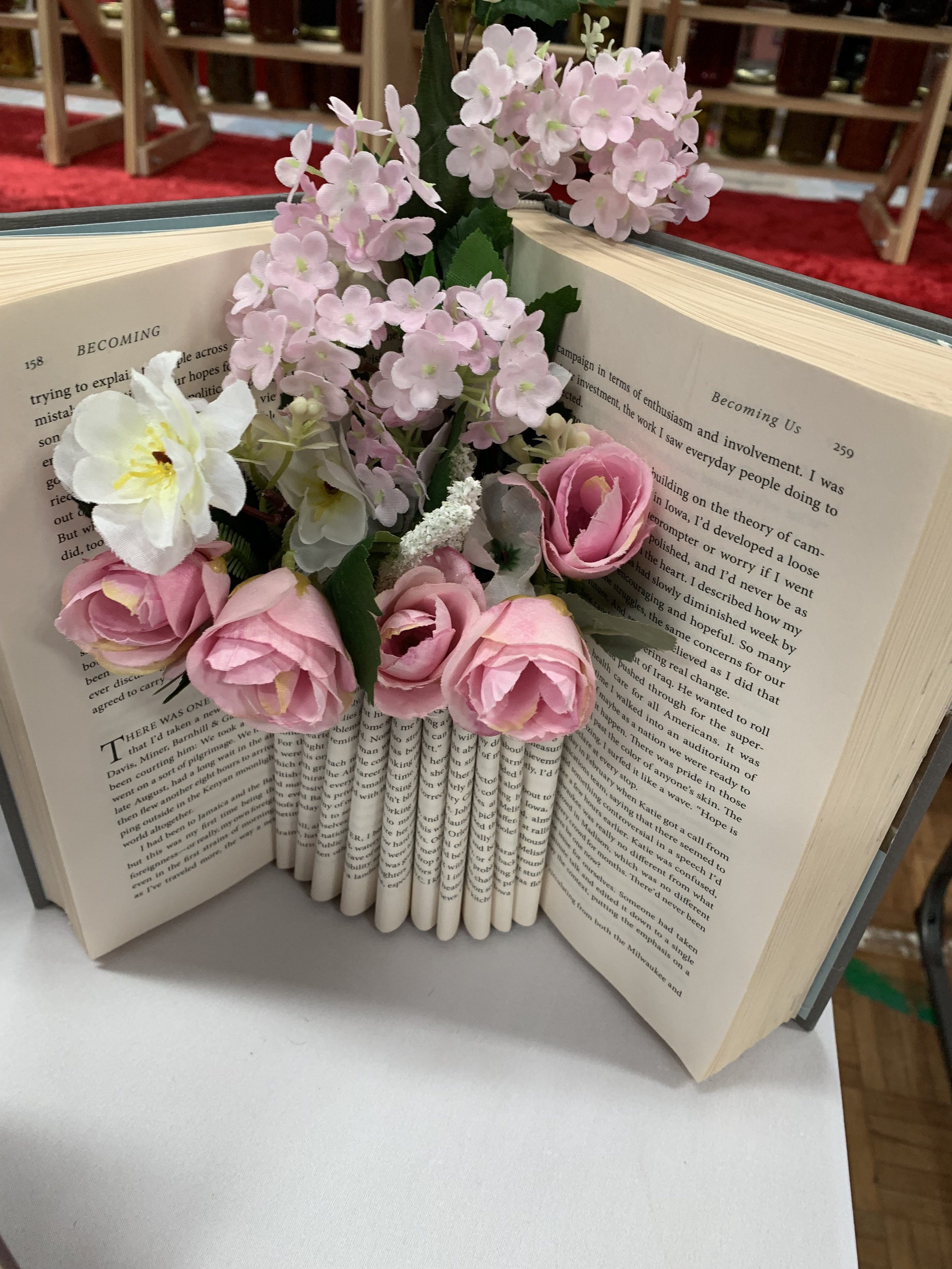 Book Vase with Artificial flowers