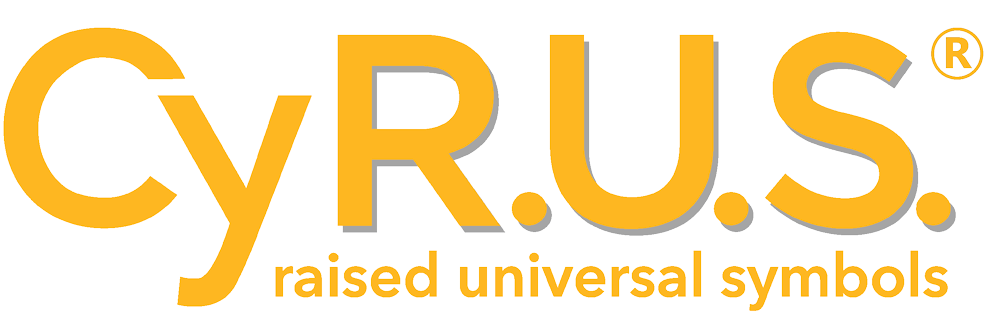 Logotipo de CyR.U.S. con el lema 'raised universal symbols' en letras naranjas sobre fondo negro.