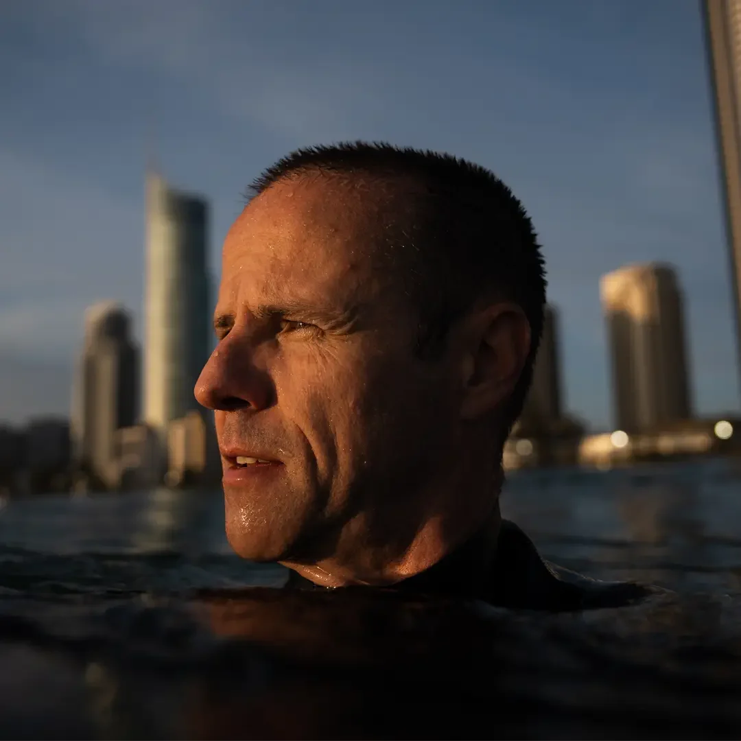 Image shows a close up head shot of photographer, Michael Tomkinson.