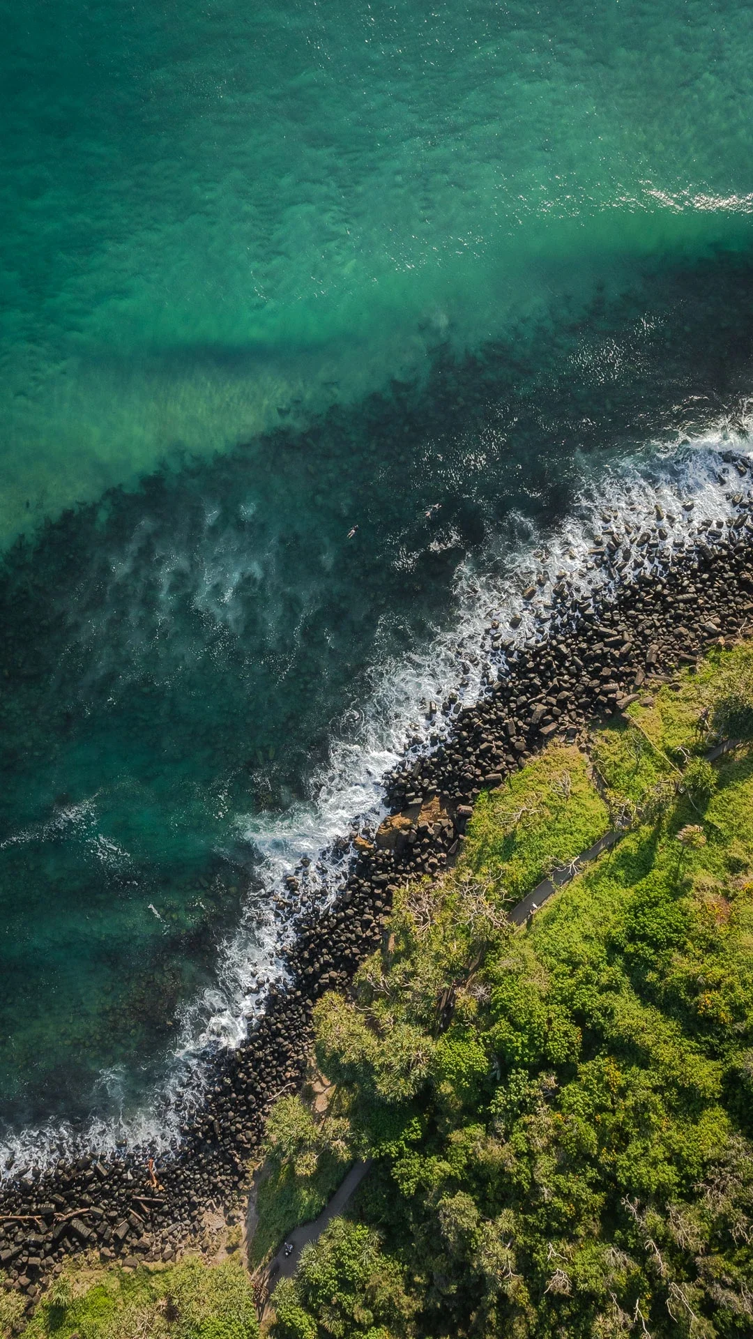 Top down aerial image of Burleigh Heads.