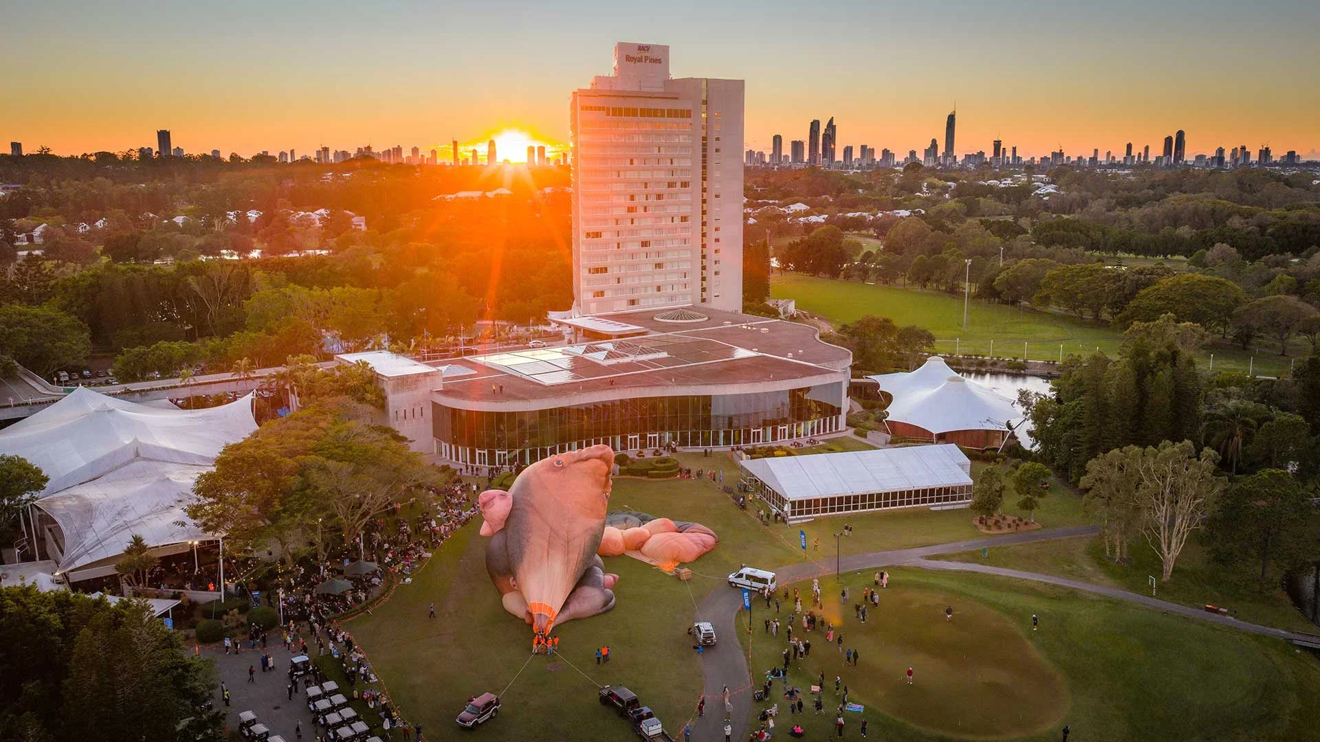 Sky Whales activation at the 2025 Bleach* Arts Festival, RACV Royal Pines Resort.