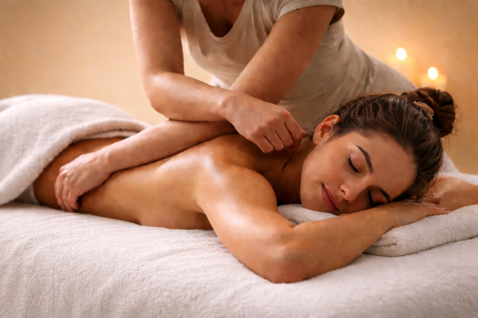 Deep tissue massage therapy targeting trigger points to relieve chronic back pain and muscle tension