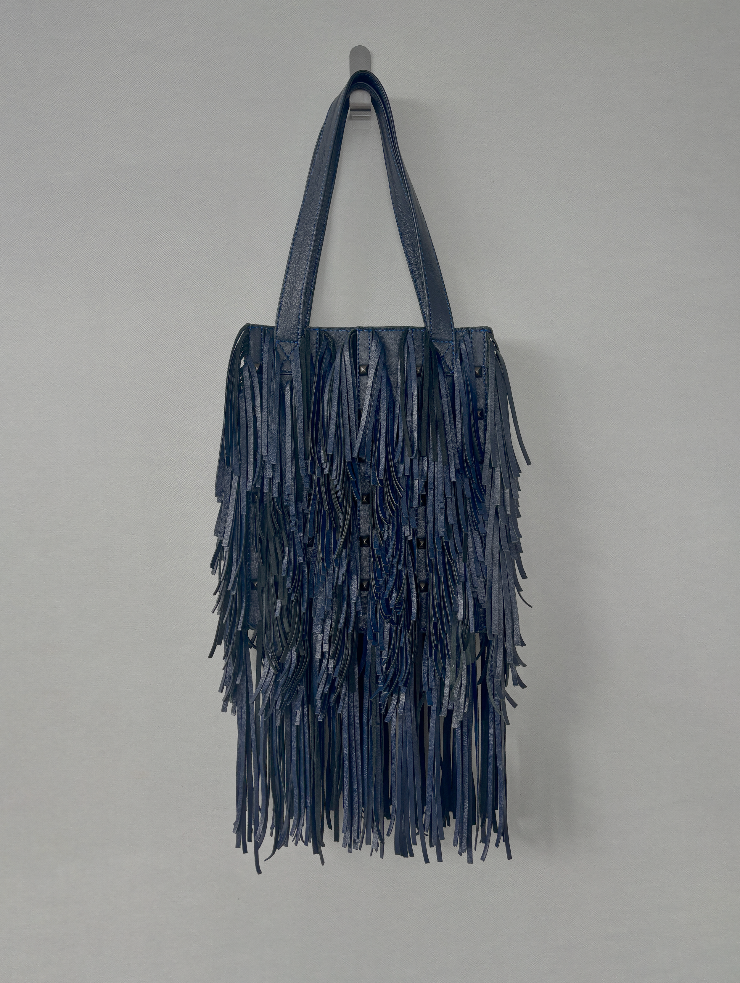 Blue Fringe Stud Bag