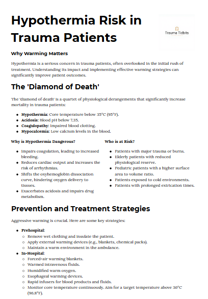 Hypothermia Teaching Sheet