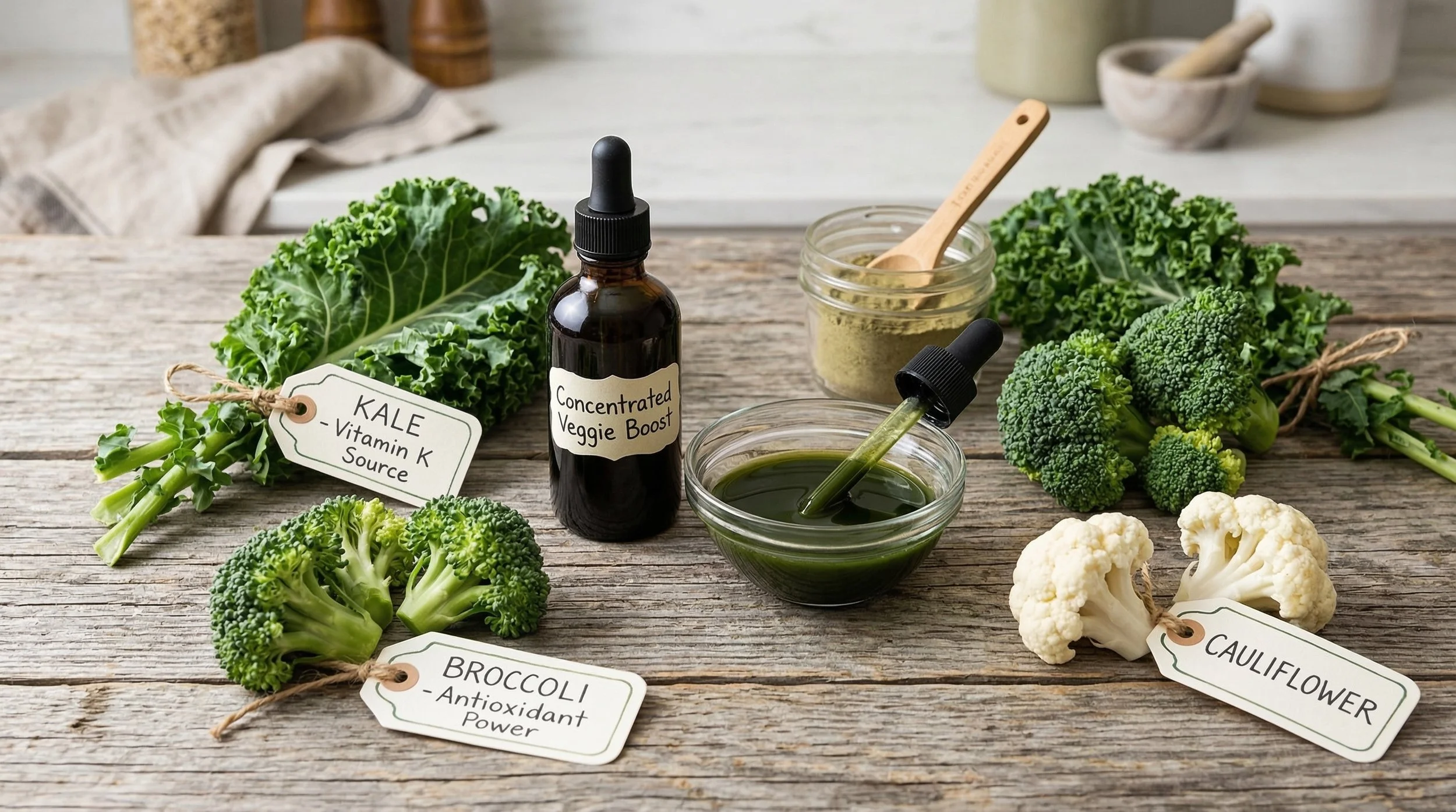 Kale Broccoli and Cauliflower extracts in Korean skincare for antioxidant skin protection.