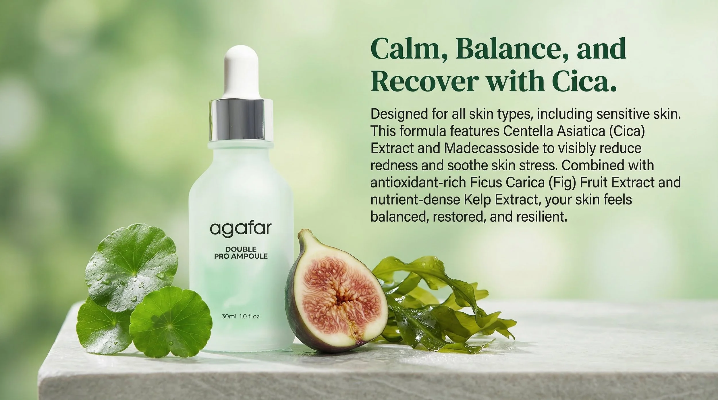 Cica serum soothing, Centella Asiatica skincare, calm skin redness, Madecassoside repair, Korean skin.