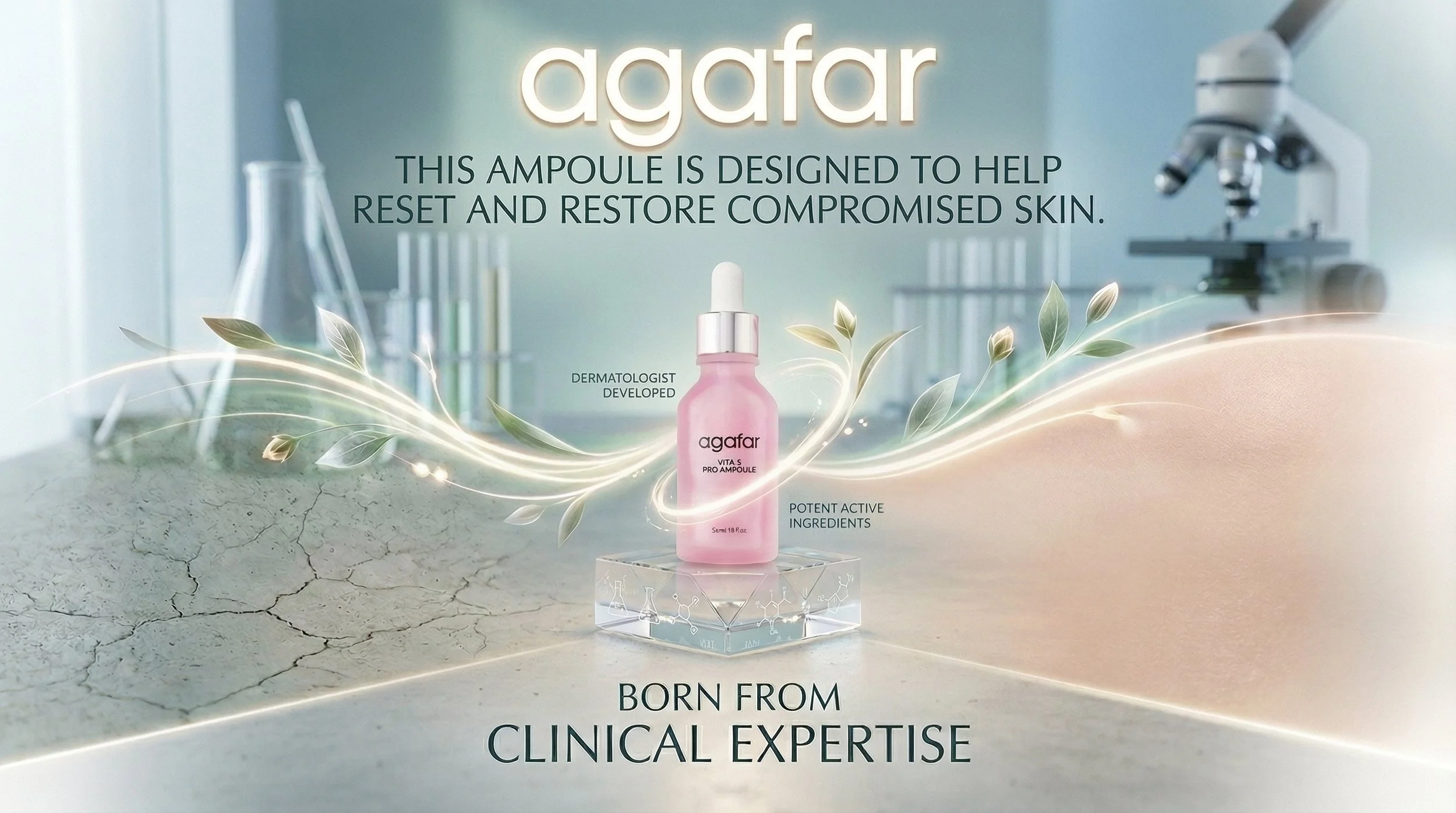 AGAFAR VITA K PRO AMPOULE Vitamin K serum for face redness relief and post-procedure skin recovery.