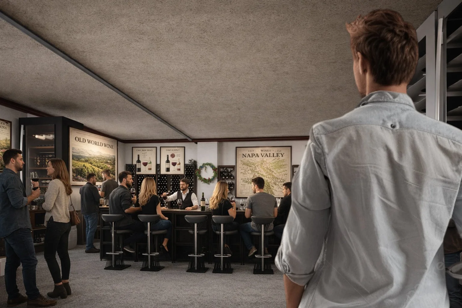 As lead designer and renderer for Cellar Street, I developed a pop up that blurs the line between interior and sidewalk. The layout frames wine tasting as a social ritual