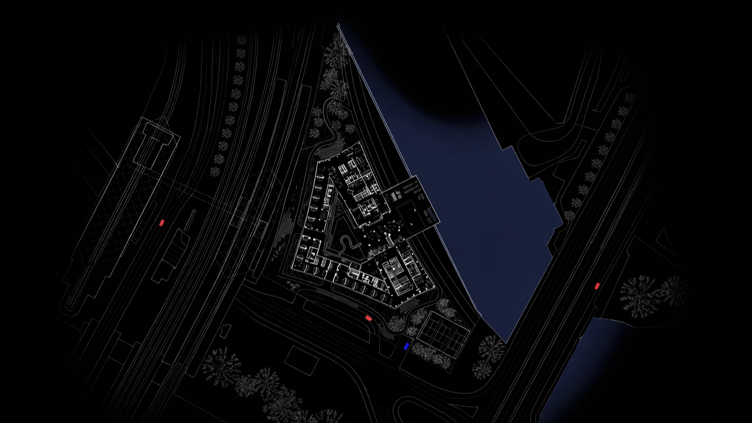 The building’s narrow courtyard reflects traditional Hamburg style. The building also engages with the water by a extended pool deck