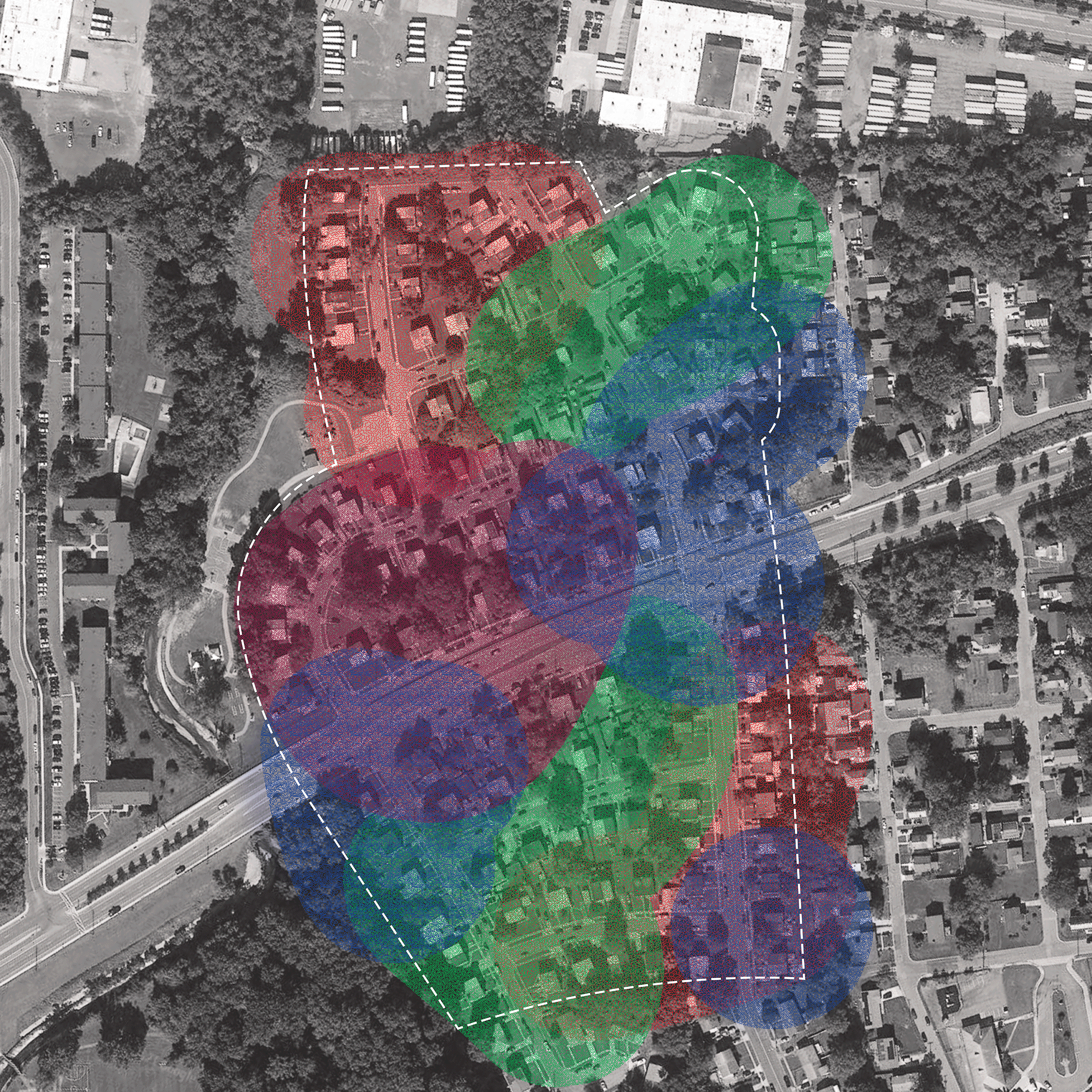 The dotted lines show the Booker T. Homes neighborhood in Landover, Maryland, our residence