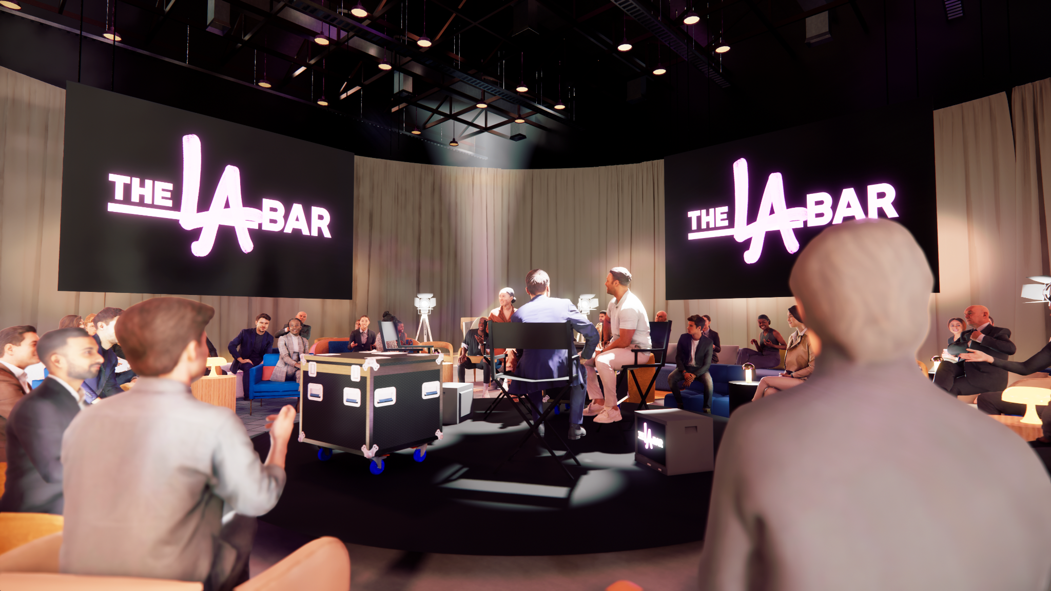 Led the full 3D design and rendering of The LA Bar, translating a cinematic SoCal concept into a spatially precise, production ready environment. The work balanced intimacy and scale within a live studio setting