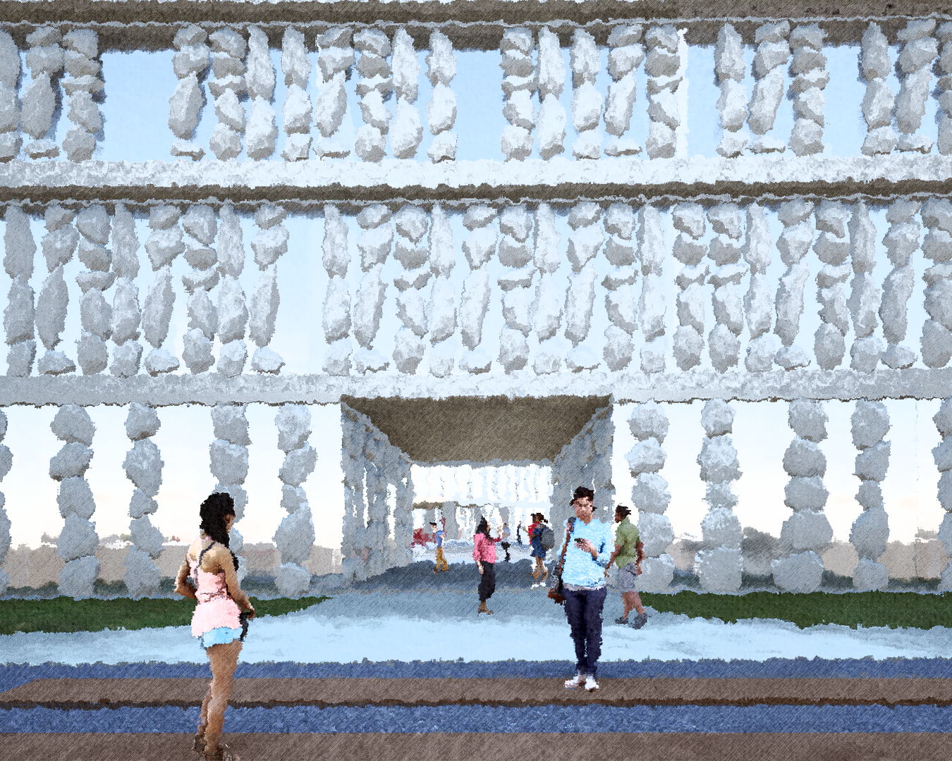 The project activates the ground floor from the use of these passage ways that pull you into the courtyard space