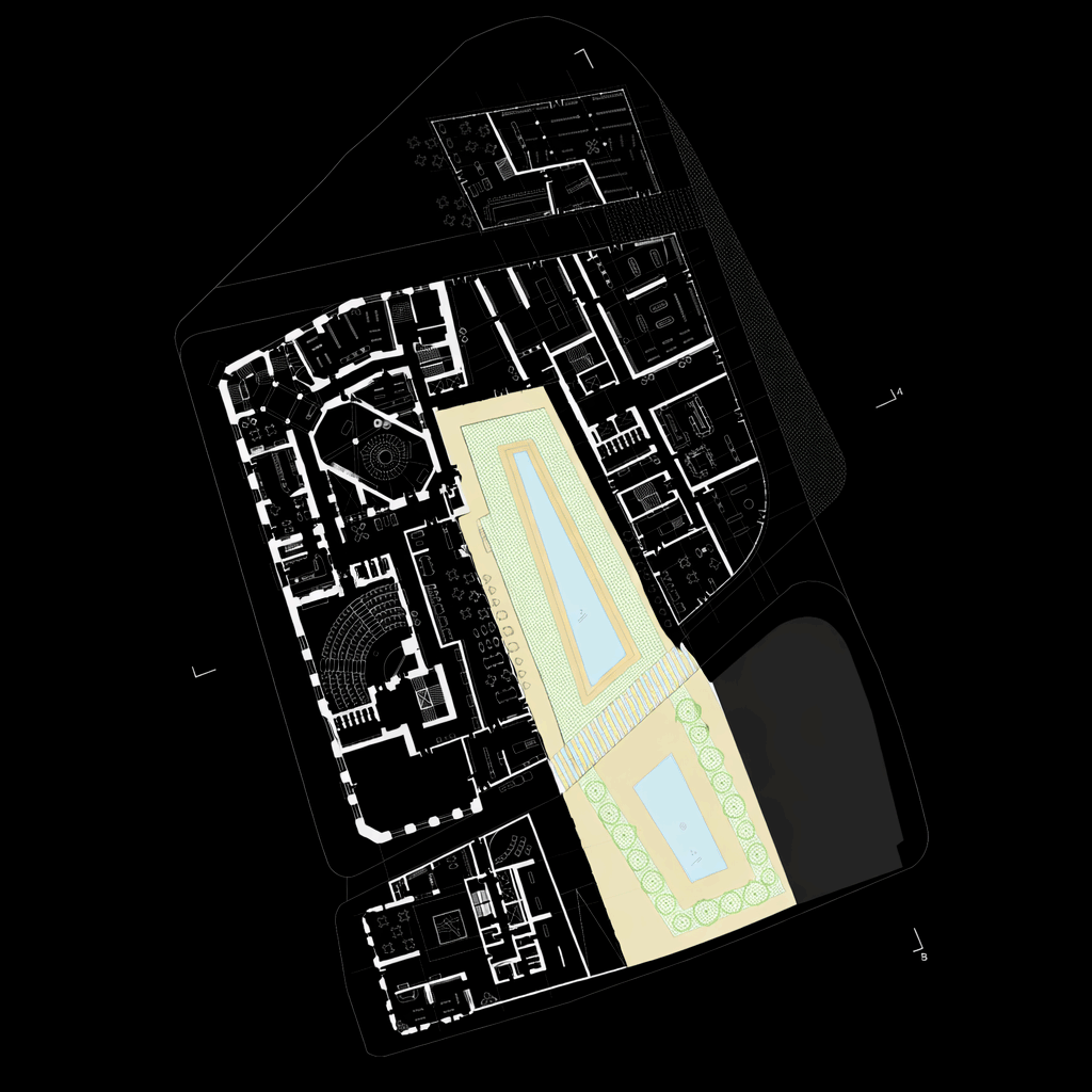 Beginning at the ground floor, the design breaks apart into two towers as you move upward
