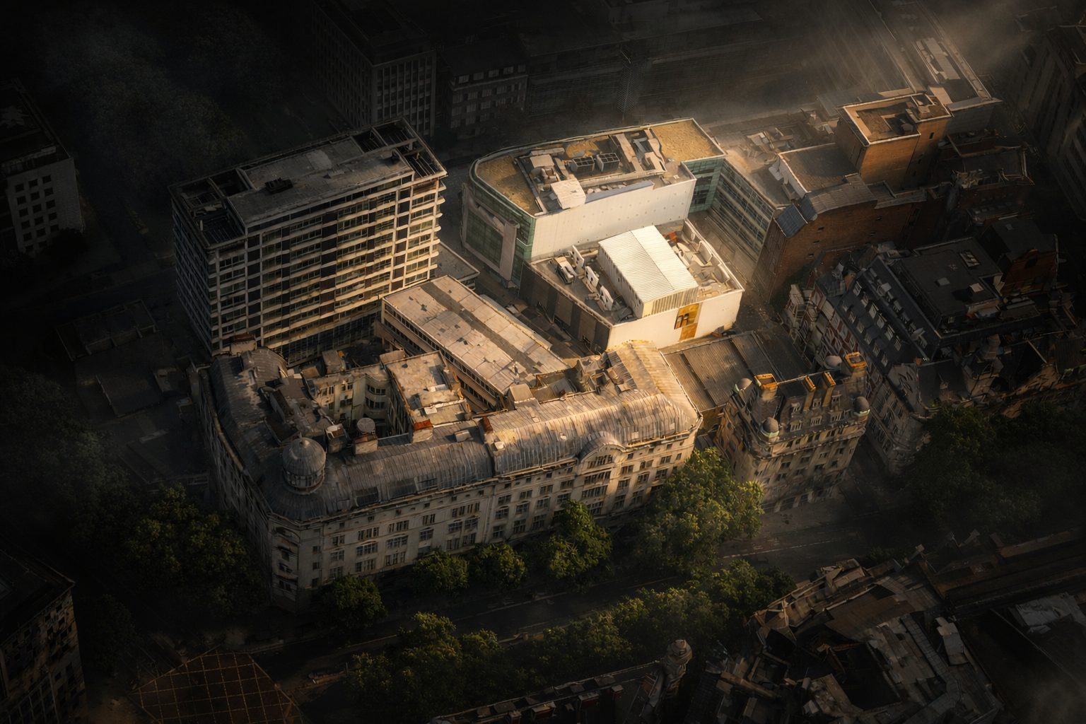 This project redevelops and adapts this abandoned 3 building block in London 