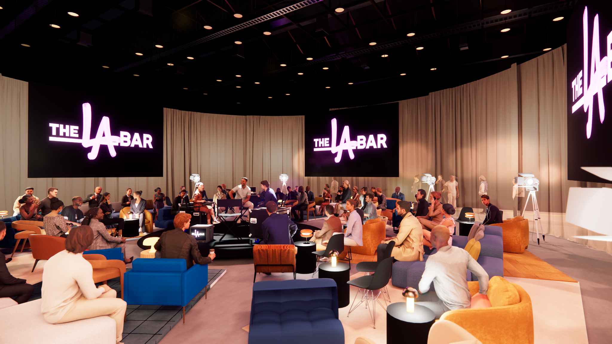 Developed the Stage  environment in 3D, including the circular stage, layered seating vignettes, scrim enclosure, and integrated screen system, ensuring clear sightlines and audience immersion from every angle