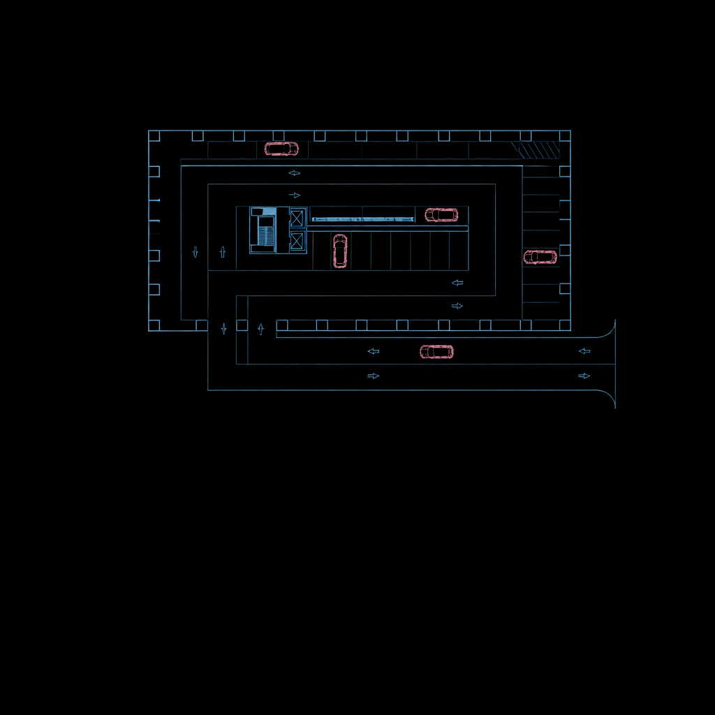 The building starts as three slim towers that meet the city, then rises into a single dominant tower above them, a point towards Columbus's future