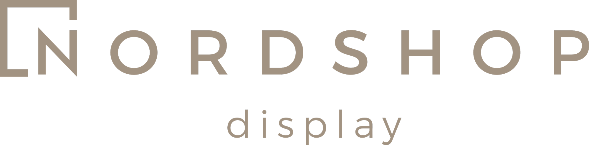 Grafisk logo med teksten "Nordshop display" i store bogstaver.