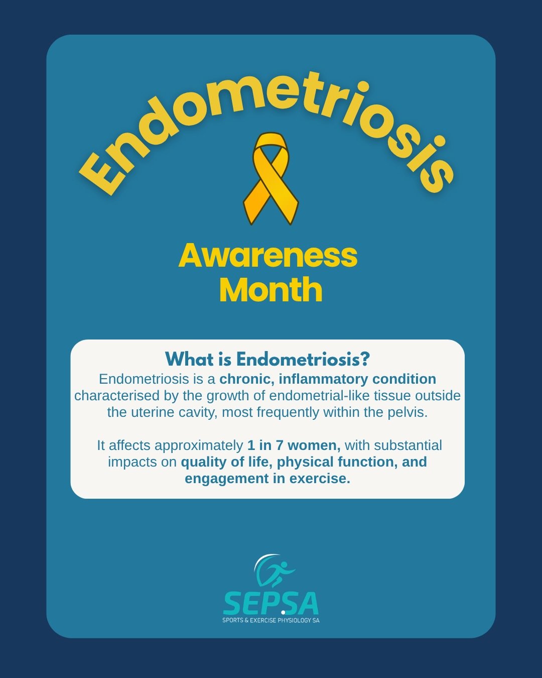 March is Endometriosis Awareness Month 💛

Endometriosis affects approximately 1 in 7 women and individuals assigned female at birth, yet it remains widely misunderstood and underdiagnosed. 

This chronic condition can significantly impact quality of