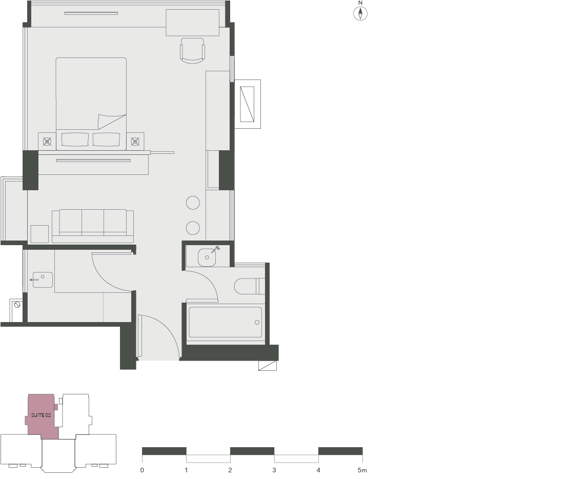 One Bed Deluxe (566 sq ft Gross)