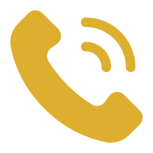 Ein goldenes Telefonhörer- und Wellen-Symbol auf schwarzem Hintergrund, repräsentiert Kommunikation oder einen Anruf.