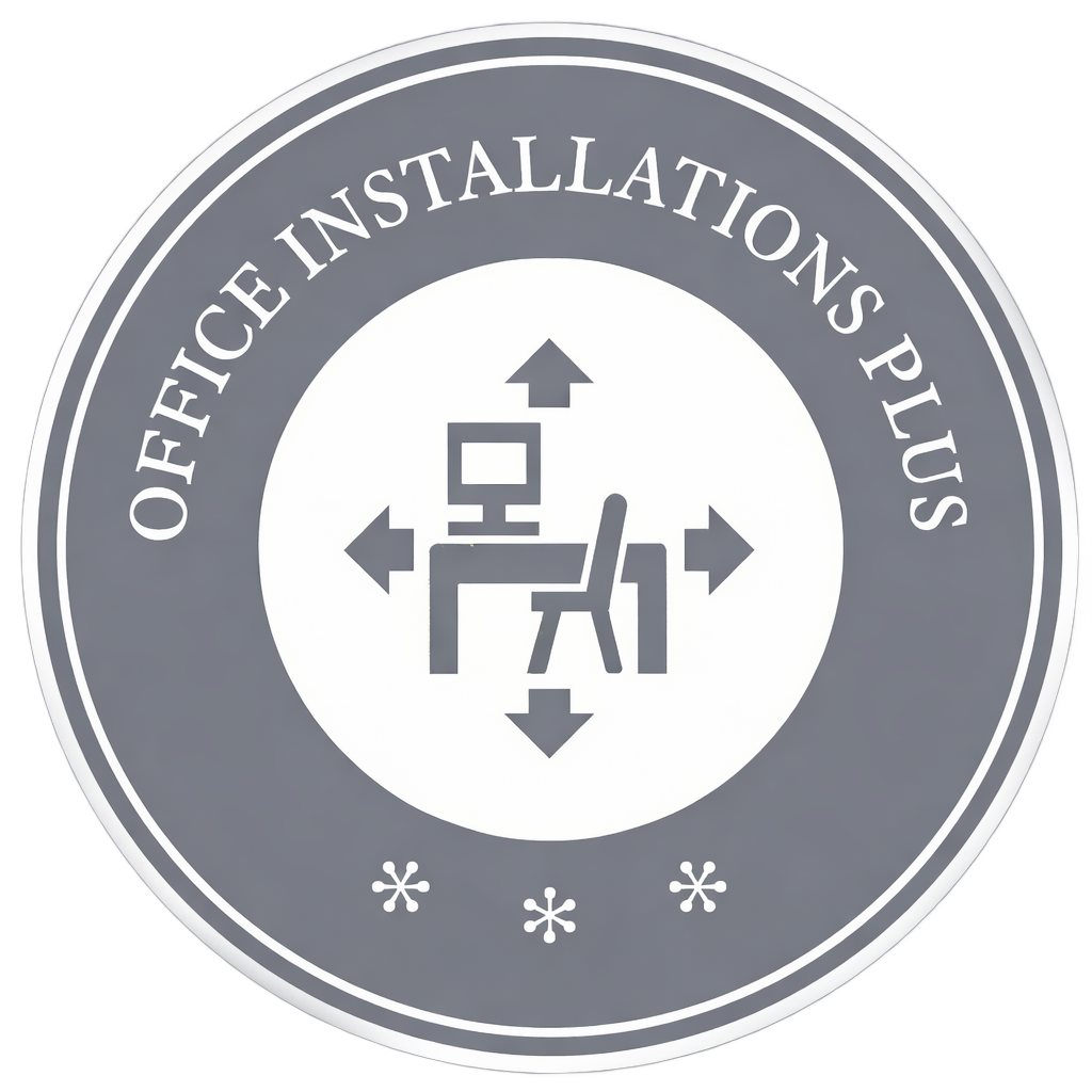 Office Installations Plus logo symbolizing how they provide professional office furniture delivery, installation, cubicle setup, relocation, cleaning, and handyman services for businesses of all sizes.