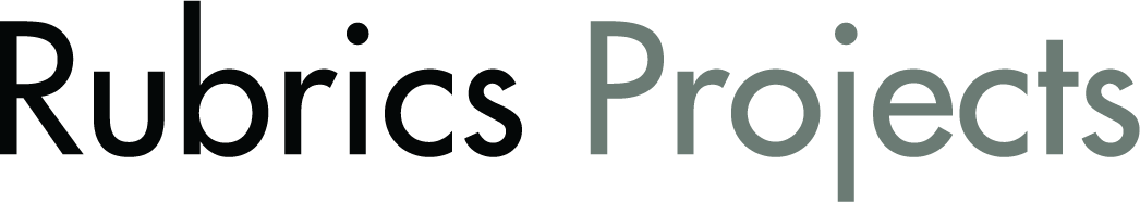 Close-up of text saying 'Rubrics Projects' with a black background.