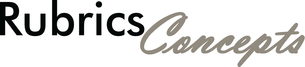 Text reading 'Rubrics Concepts' on a black background.