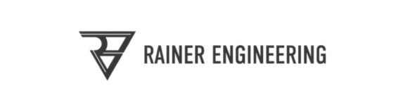 Logo of Rainer Engineering with a stylized 'R' symbol and text