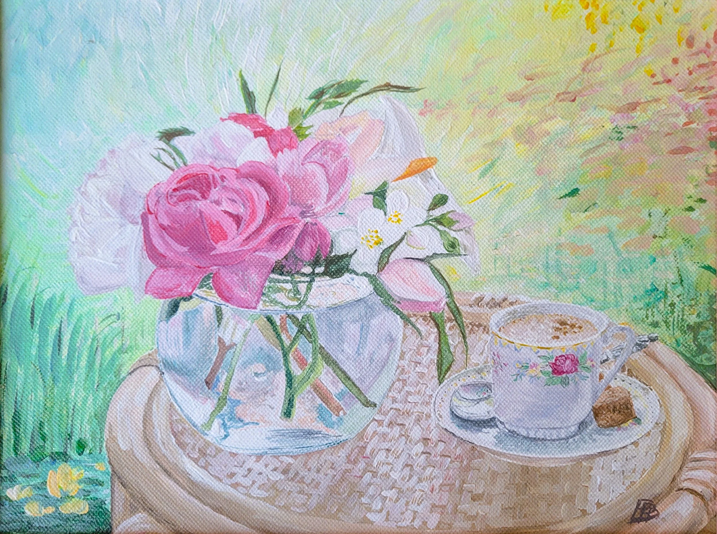 Le bouquet au café