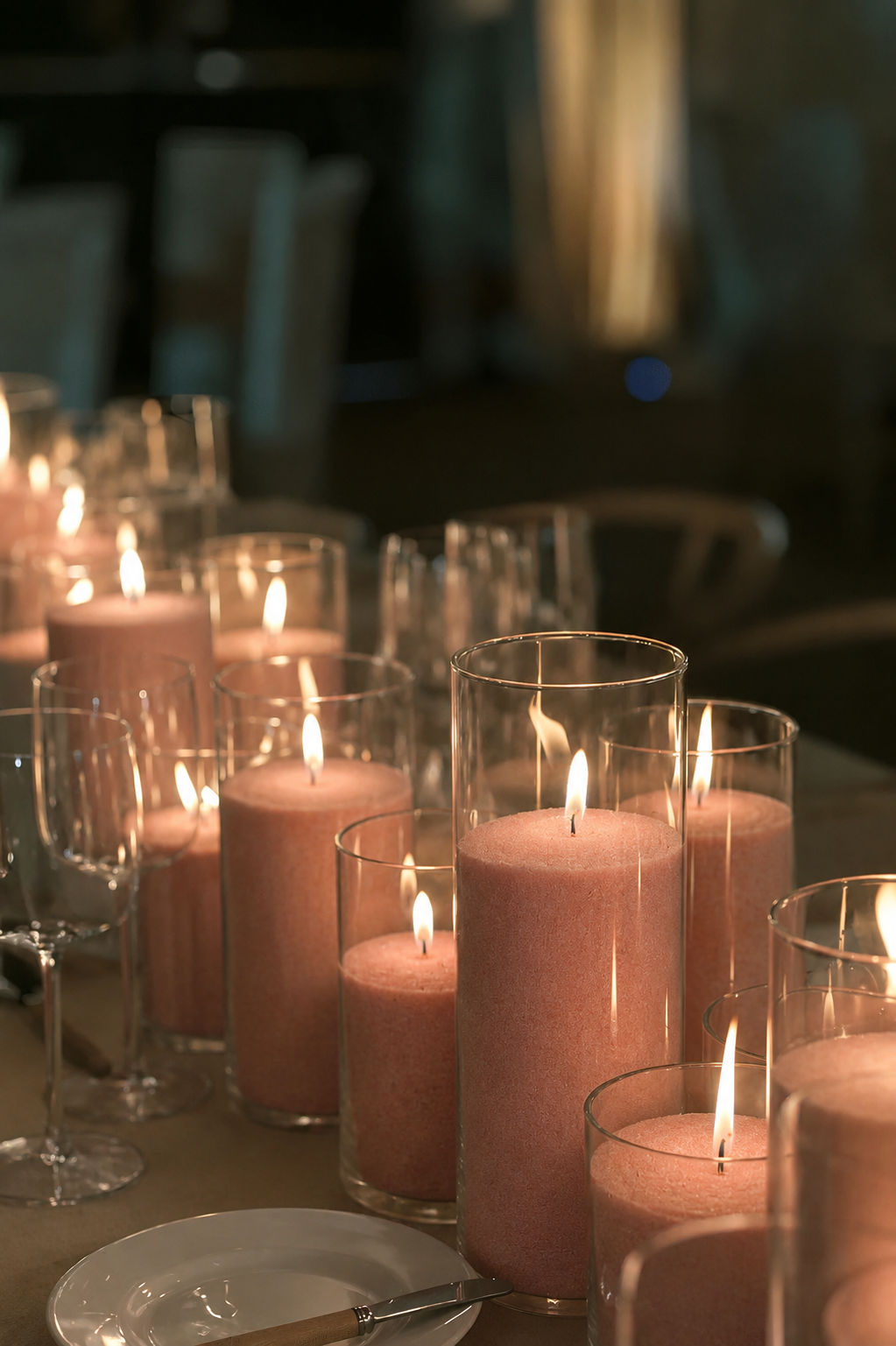 50 Blush Sand Wax Cylinder Candles (6,8,10.12 Heights) - $300.00 (10 sets of 50 available)