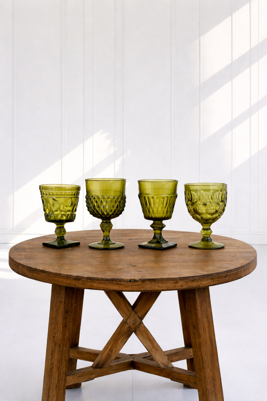 Green Mismatched Goblets- $1.80 each to rent