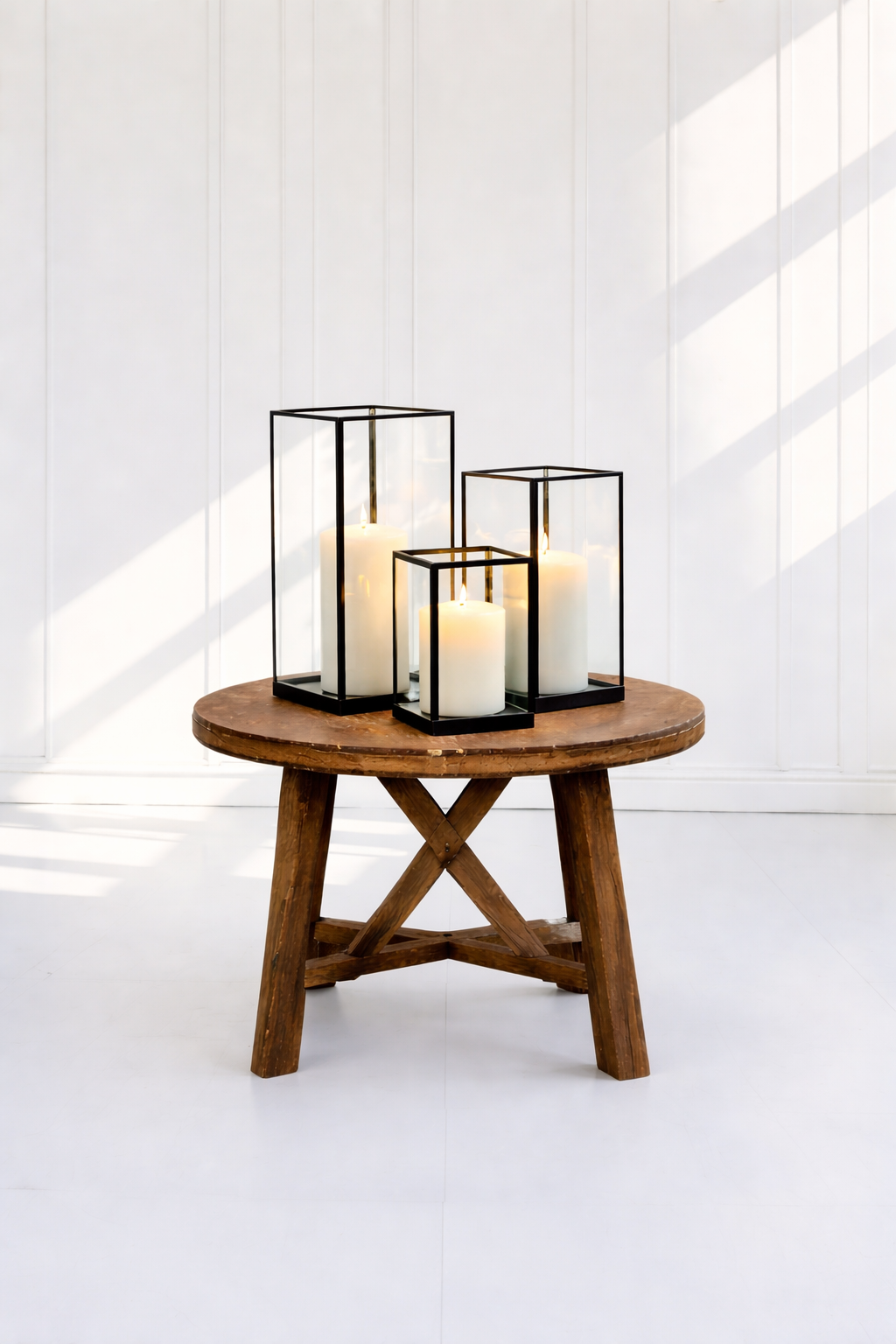 Black Square Hurricane Candle Holders